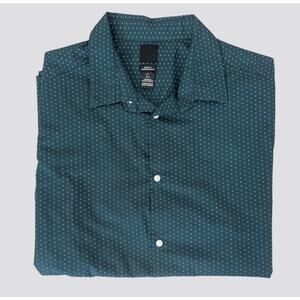 H&M Mens Slim Fit Short Sleeve Button Front Green Shirt Size Large